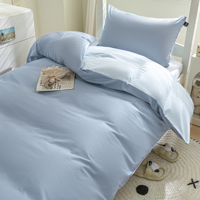 91家纺网 家纺一手货源 找家纺 （总）涵宸家纺 2025新款全棉拼色纯色宿舍套件-米兰