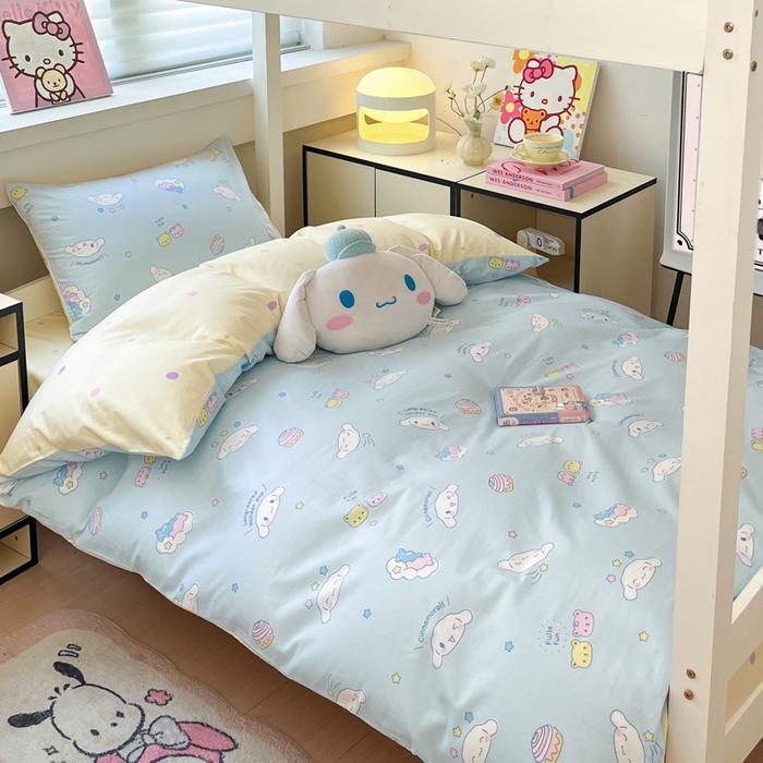 91家纺网 家纺一手货源 找家纺 暮思家居 2025新款三丽鸥授权全棉少女印花系列学生宿舍三件套四件套 云朵大耳狗