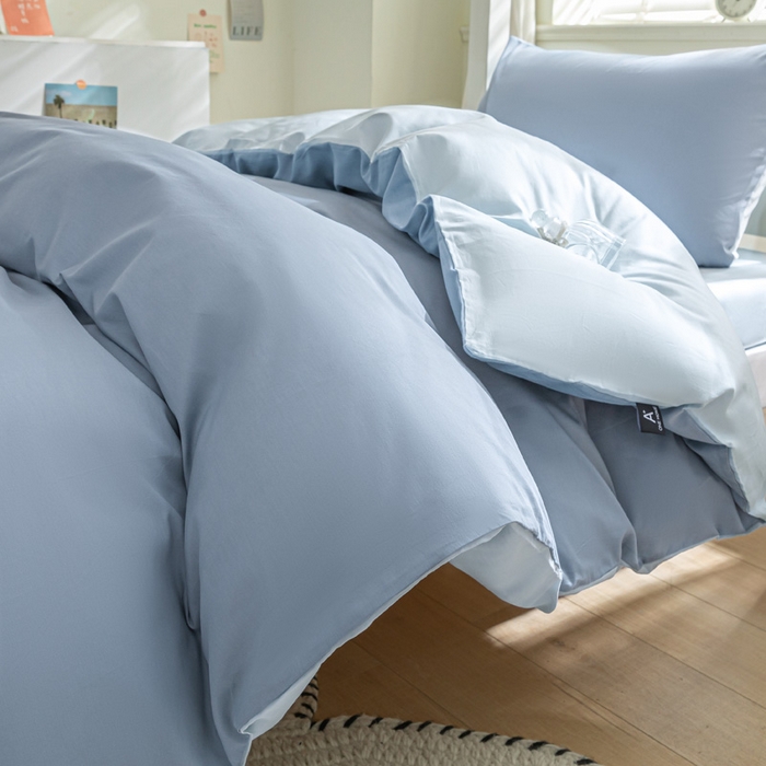 91家纺网 家纺一手货源 找家纺 （总）涵宸家纺 2025新款全棉拼色纯色宿舍套件-米兰