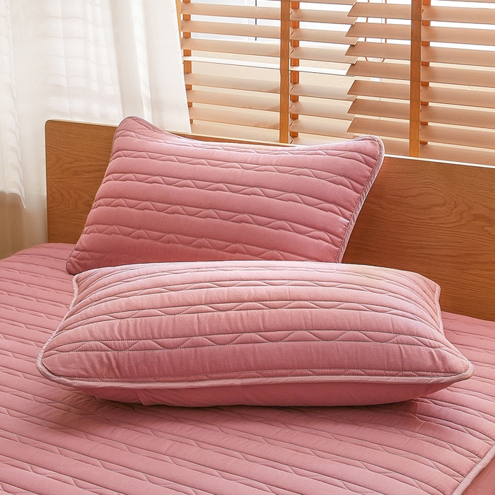 91家纺网 家纺一手货源 找家纺 雪云美2025新款全棉夹棉床笠斜纹A类纯棉床罩可定制尺寸 条纹- 棕红