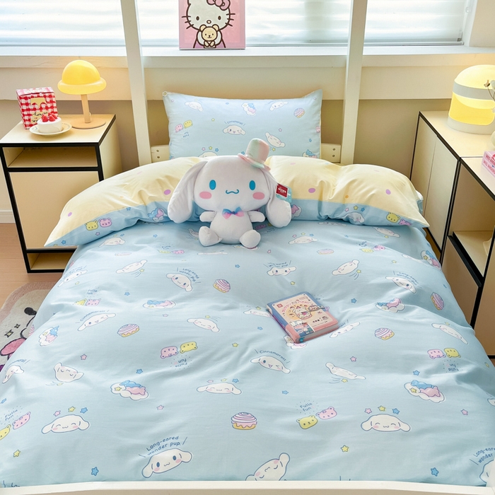 91家纺网 家纺一手货源 找家纺 暮思家居 2025新款三丽鸥授权全棉少女印花系列学生宿舍三件套四件套 云朵大耳狗