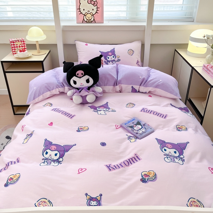 91家纺网 家纺一手货源 找家纺 暮思家居 2025新款三丽鸥授权全棉少女印花系列学生宿舍三件套四件套 甜甜库洛米