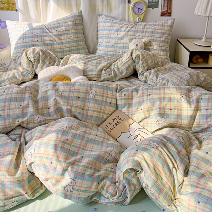 耀悦家纺 2025新款13070全棉印花四件套 摩登线描小狗