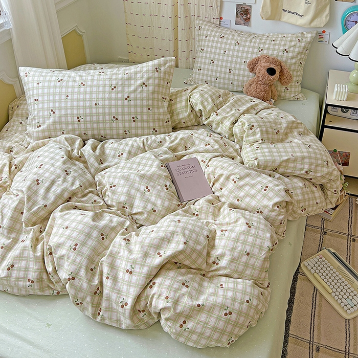 91家纺网 家纺一手货源 找家纺 耀悦家纺 2025新款13070全棉印花四件套 阡陌樱桃