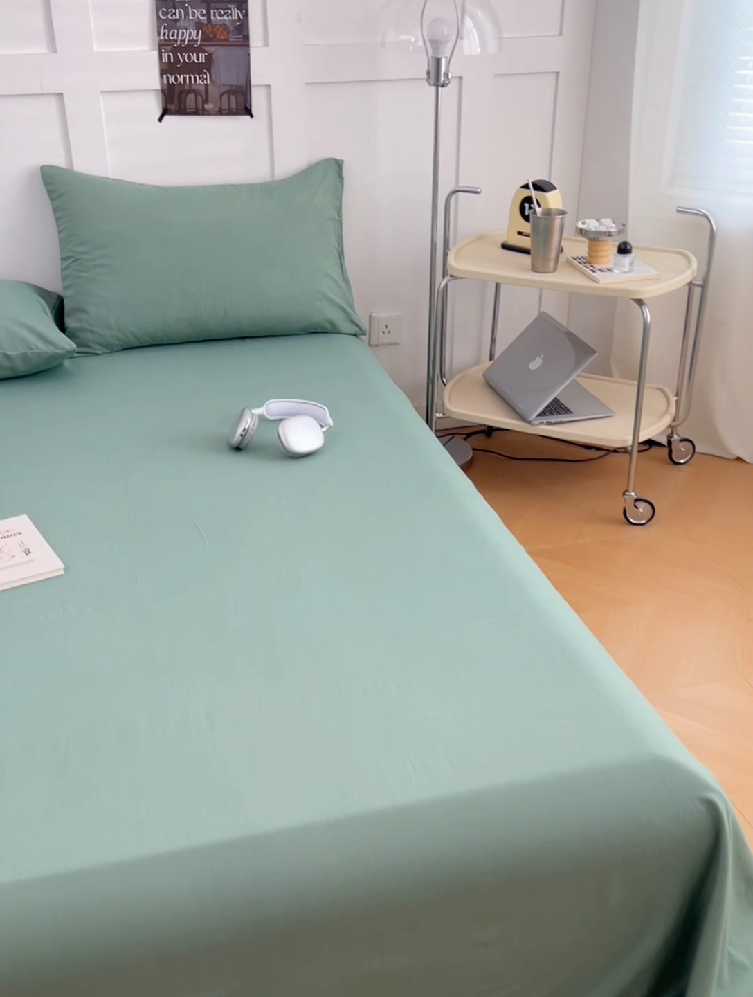 91家纺网 家纺一手货源 找家纺 卡迪熊家纺2025新款水洗m床单 橄榄绿