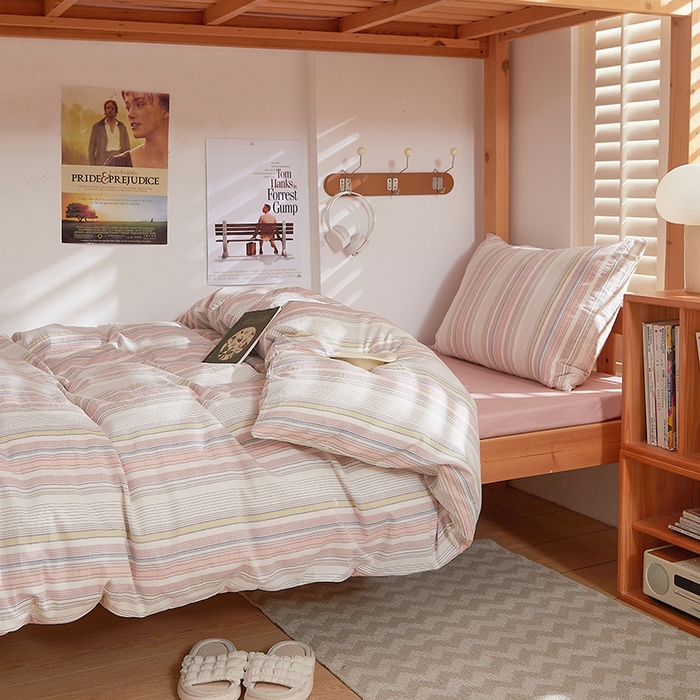 91家纺网 家纺一手货源 找家纺 DoDo 兜兜 2025新款全棉纯棉水洗棉学生三件套【可定做尺寸】    米拉-粉