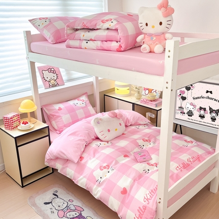 91家纺网 家纺一手货源 找家纺 （总）暮思家居 2025新款三丽鸥授权全棉少女印花系列学生宿舍三件套四件套