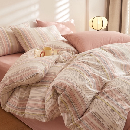 DoDo 兜兜 2025新款全棉纯棉水洗棉四件套【可定做尺寸】 米拉-粉