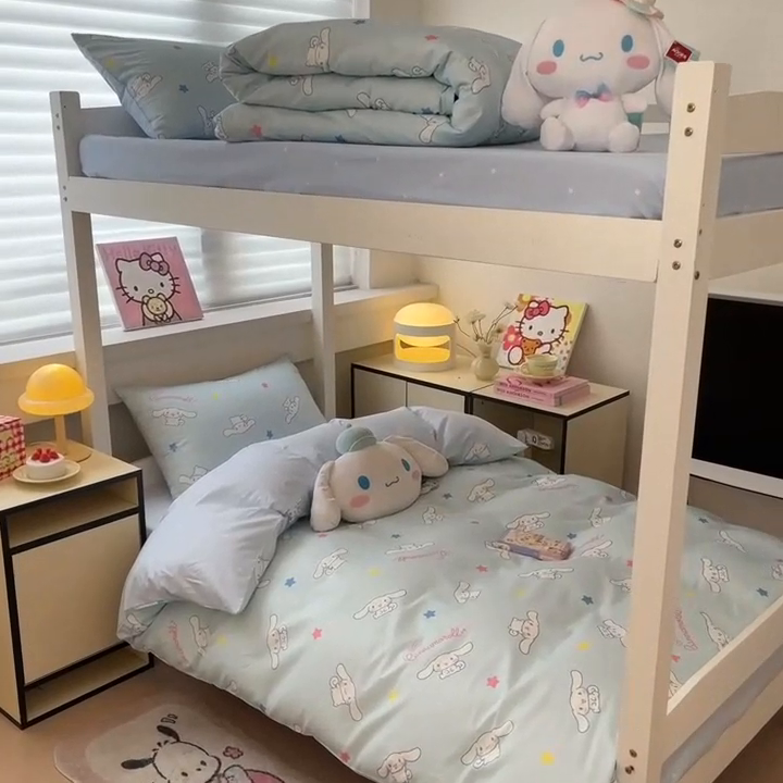 91家纺网 家纺一手货源 找家纺 暮思家居 2025新款三丽鸥授权全棉少女印花系列学生宿舍三件套四件套 星星玉桂狗