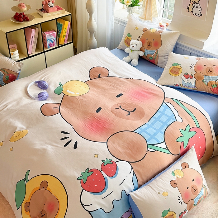 91家纺网 家纺一手货源 找家纺 馨语家居 2025新款全棉双层纱四件套 幸运巴拉