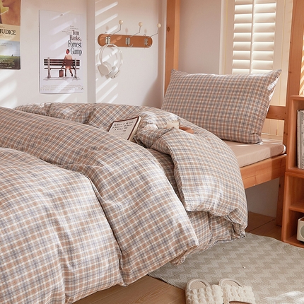 DoDo 兜兜 2025新款全棉纯棉水洗棉学生三件套【可定做尺寸】    麦田-咖