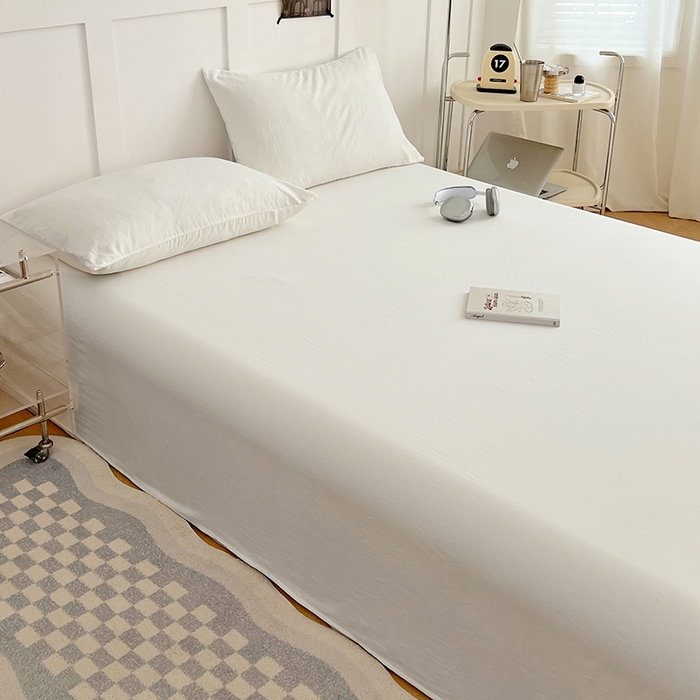 91家纺网 家纺一手货源 找家纺 卡迪熊家纺2025新款水洗m床单 珍珠白