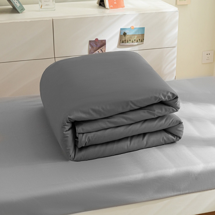 91家纺网 家纺一手货源 找家纺 涵宸家纺 2025新款全棉拼色纯色宿舍套件-米兰 米兰（石灰+梧桐灰）