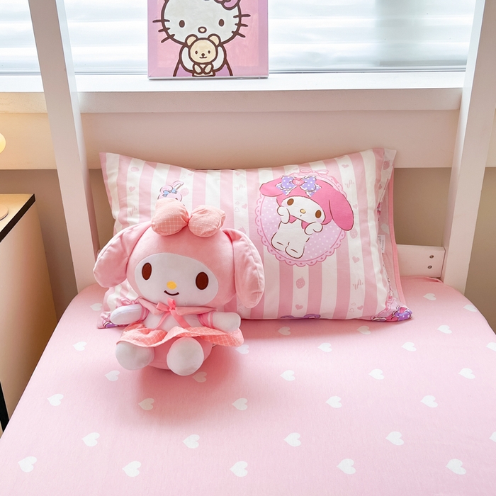 91家纺网 家纺一手货源 找家纺 暮思家居 2025新款三丽鸥授权全棉少女印花系列学生宿舍三件套四件套 甜心美乐蒂