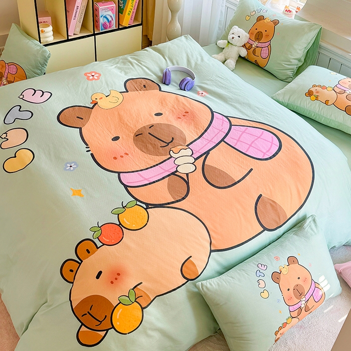 91家纺网 家纺一手货源 找家纺 馨语家居 2025新款全棉双层纱四件套 美食巴拉