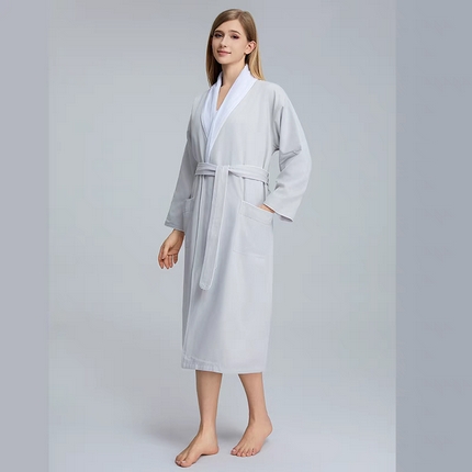 91家纺网 家纺一手货源 找家纺 （总）澜昕  酒店华达呢双层青果领浴袍吸水速干四季通用 可定制刺绣