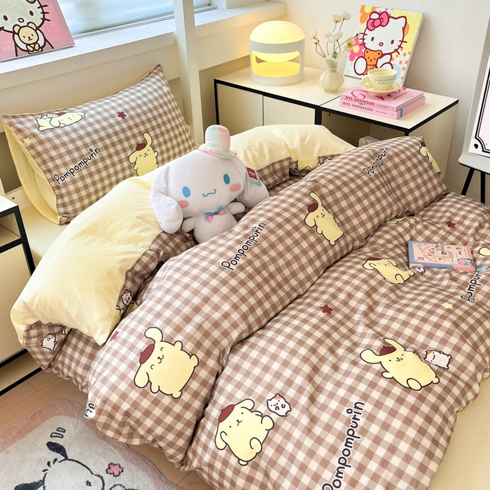 91家纺网 家纺一手货源 找家纺 暮思家居 2025新款三丽鸥授权全棉少女印花系列学生宿舍三件套四件套 可可布丁狗