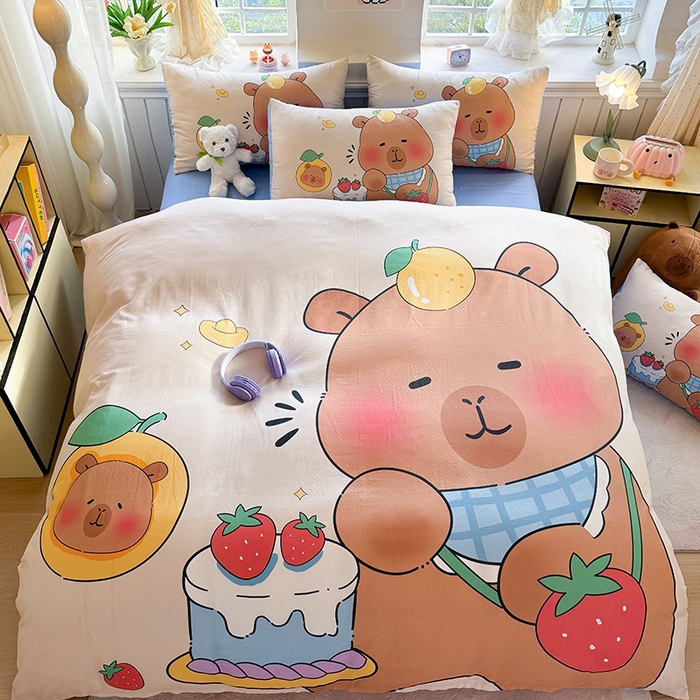 91家纺网 家纺一手货源 找家纺 馨语家居 2025新款全棉双层纱四件套 幸运巴拉