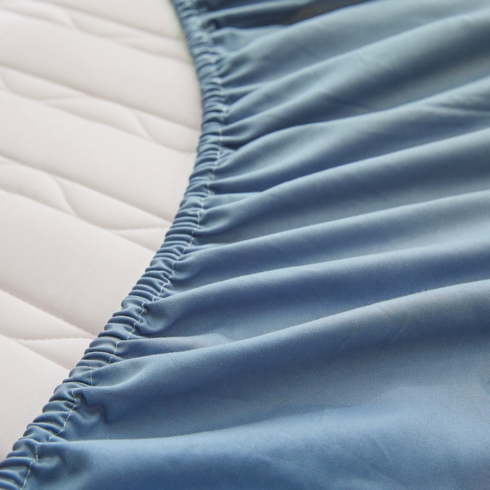 91家纺网 家纺一手货源 找家纺 雪云美2025新款全棉夹棉床笠斜纹A类纯棉床罩可定制尺寸 条纹 -蓝色