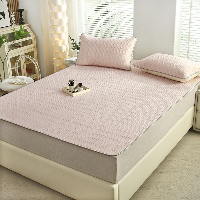 91家纺网 家纺一手货源 找家纺 天之悦家纺 2025新品记忆棉凉席三件套0.4cm家用学生宿舍凉席套件 粉色