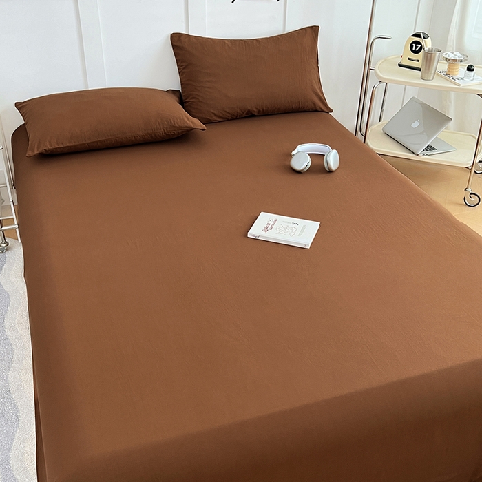 91家纺网 家纺一手货源 找家纺 卡迪熊家纺2025新款水洗m床单 咖啡