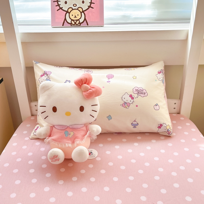 91家纺网 家纺一手货源 找家纺 暮思家居 2025新款三丽鸥授权全棉少女印花系列学生宿舍三件套四件套 甜筒凯蒂