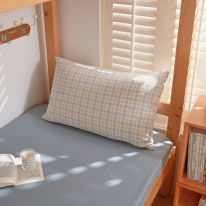 91家纺网 家纺一手货源 找家纺 DoDo 兜兜 2025新款全棉纯棉水洗棉学生三件套【可定做尺寸】    麦田-灰蓝