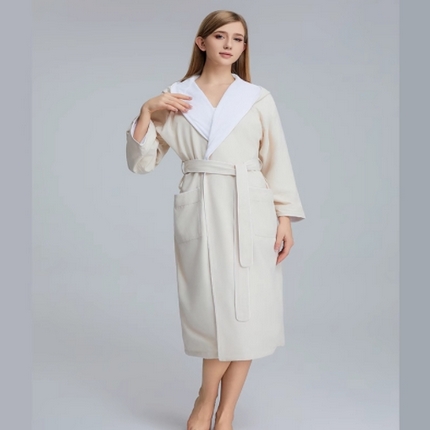 91家纺网 家纺一手货源 找家纺 （总）澜昕  酒店桃皮绒双层连帽浴袍四季通用男女同款 可定制刺绣