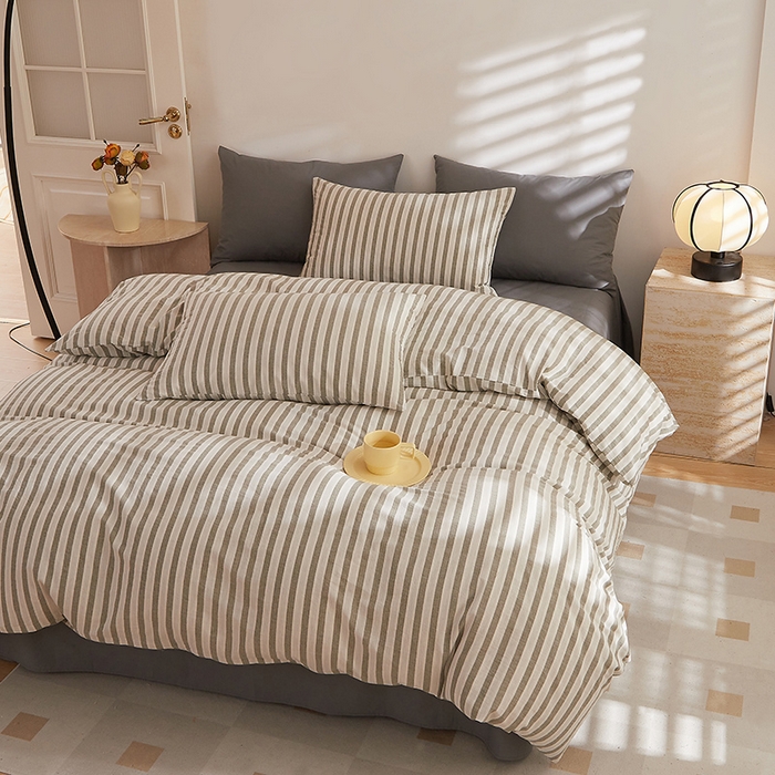 91家纺网 家纺一手货源 找家纺 DoDo 兜兜 2025新款全棉纯棉水洗棉四件套【可定做尺寸】 北辰-灰