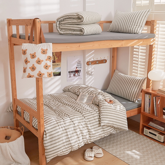 91家纺网 家纺一手货源 找家纺 DoDo 兜兜 2025新款全棉纯棉水洗棉学生三件套【可定做尺寸】    北辰-灰