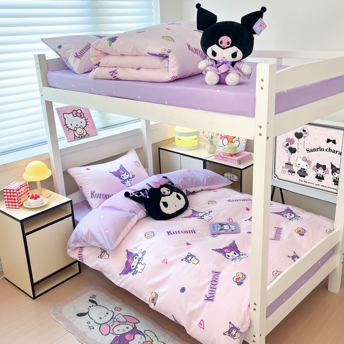 91家纺网 家纺一手货源 找家纺 （总）暮思家居 2025新款三丽鸥授权全棉少女印花系列学生宿舍三件套四件套