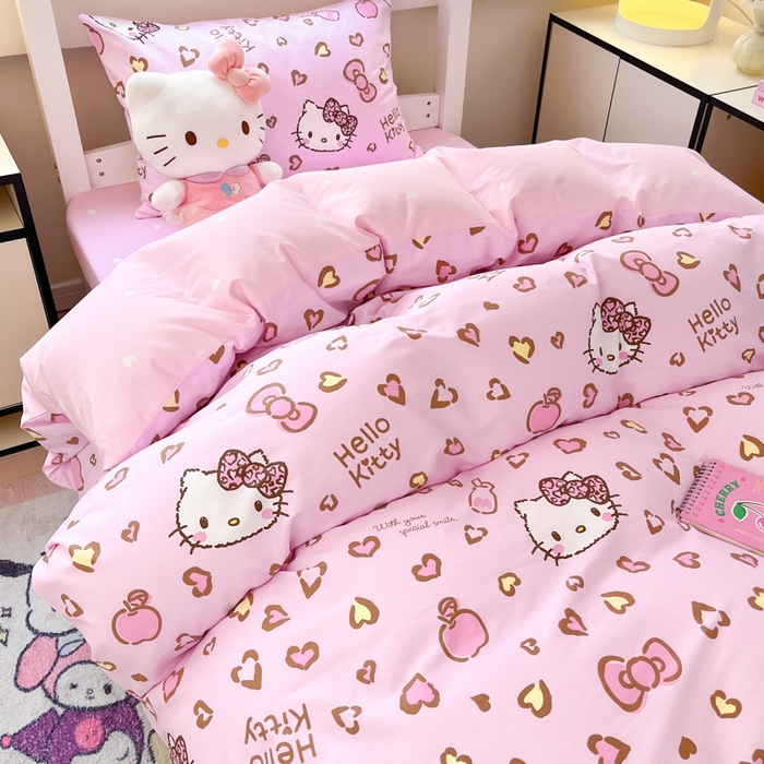 91家纺网 家纺一手货源 找家纺 暮思家居 2025新款三丽鸥授权全棉少女印花系列学生宿舍三件套四件套 凯蒂乐园