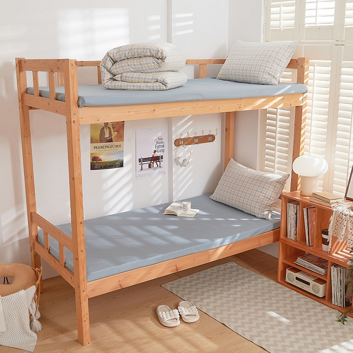 91家纺网 家纺一手货源 找家纺 DoDo 兜兜 2025新款全棉纯棉水洗棉学生三件套【可定做尺寸】    麦田-灰蓝