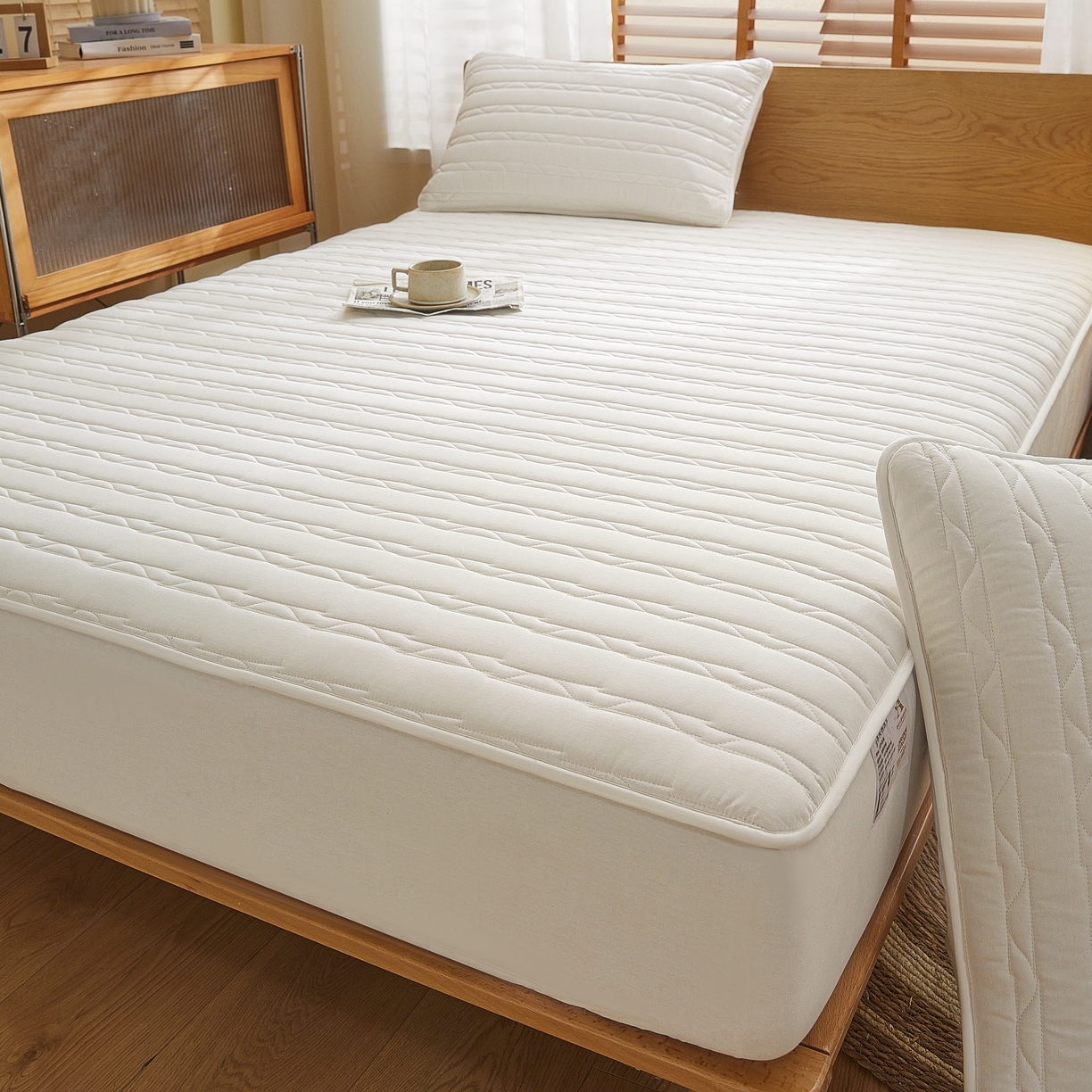 91家纺网 家纺一手货源 找家纺 （总）雪云美2025新款全棉夹棉床笠斜纹A类纯棉床罩可定制尺寸