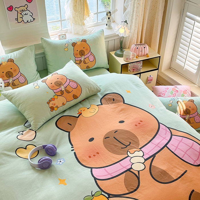 91家纺网 家纺一手货源 找家纺 馨语家居 2025新款全棉双层纱四件套 美食巴拉