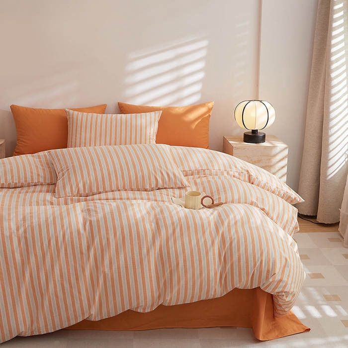 91家纺网 家纺一手货源 找家纺 DoDo 兜兜 2025新款全棉纯棉水洗棉四件套【可定做尺寸】 北辰-桔