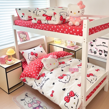 91家纺网 家纺一手货源 找家纺 （总）暮思家居 2025新款三丽鸥授权全棉少女印花系列学生宿舍三件套四件套
