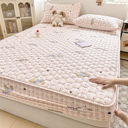 九亭家纺 2025新款A类全棉夹棉防水床笠 防水款-趴趴熊