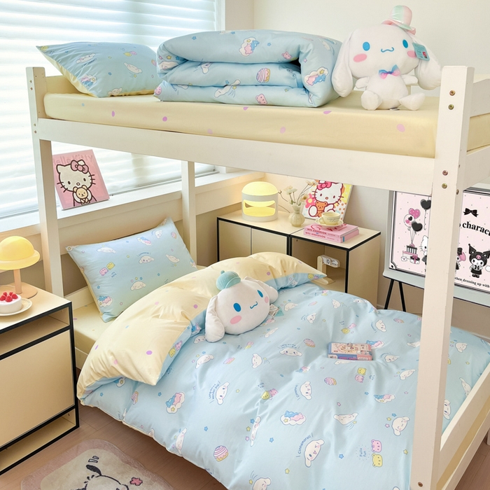 91家纺网 家纺一手货源 找家纺 暮思家居 2025新款三丽鸥授权全棉少女印花系列学生宿舍三件套四件套 云朵大耳狗