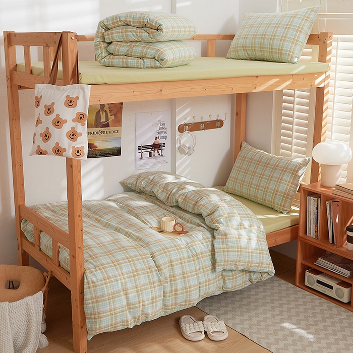 91家纺网 家纺一手货源 找家纺 DoDo 兜兜 2025新款全棉纯棉水洗棉学生三件套【可定做尺寸】    曼达-绿