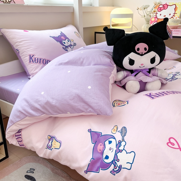 91家纺网 家纺一手货源 找家纺 暮思家居 2025新款三丽鸥授权全棉少女印花系列学生宿舍三件套四件套 甜甜库洛米