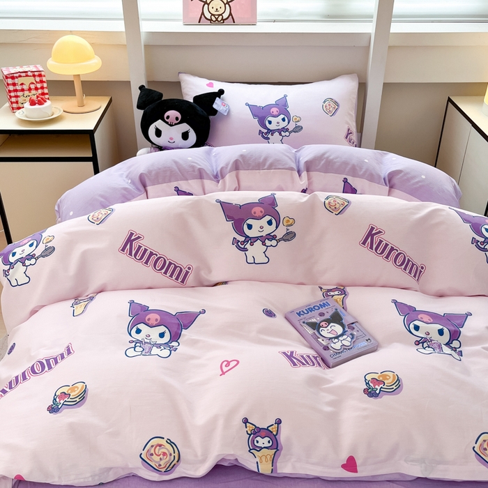 91家纺网 家纺一手货源 找家纺 暮思家居 2025新款三丽鸥授权全棉少女印花系列学生宿舍三件套四件套 甜甜库洛米