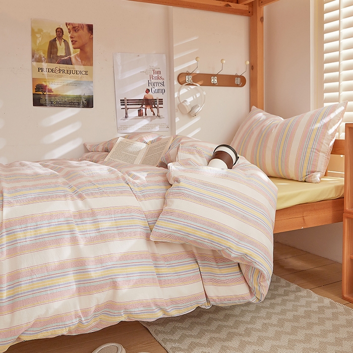 91家纺网 家纺一手货源 找家纺 DoDo 兜兜 2025新款全棉纯棉水洗棉学生三件套【可定做尺寸】    伊娃-黄蓝