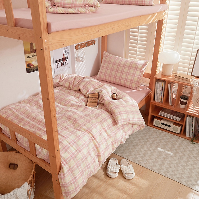 91家纺网 家纺一手货源 找家纺 DoDo 兜兜 2025新款全棉纯棉水洗棉学生三件套【可定做尺寸】    曼达-粉