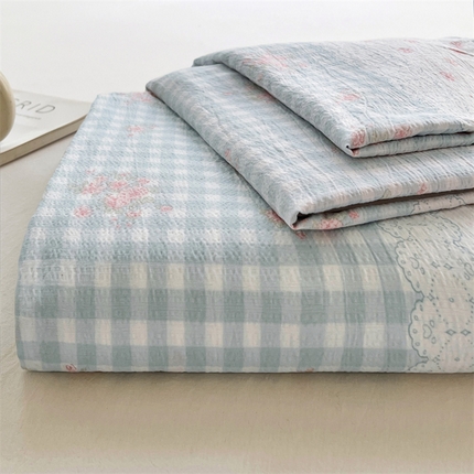 圣比熊 2025新款皱皱双层纱印花床单 浮生若梦-印花床单