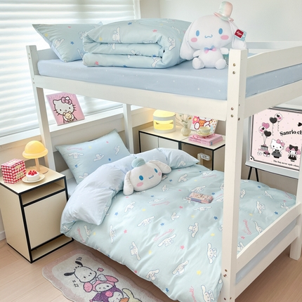 91家纺网 家纺一手货源 找家纺 暮思家居 2025新款三丽鸥授权全棉少女印花系列学生宿舍三件套四件套 星星玉桂狗