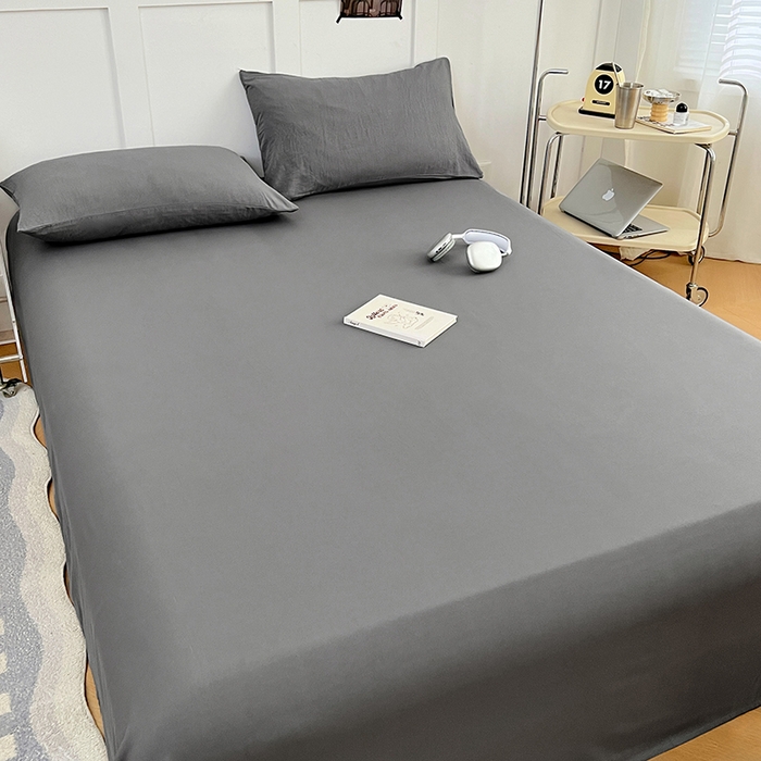 91家纺网 家纺一手货源 找家纺 卡迪熊家纺2025新款水洗m床单 银优灰