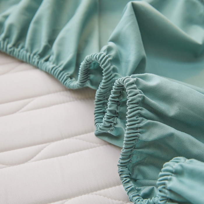 91家纺网 家纺一手货源 找家纺 雪云美2025新款全棉夹棉床笠斜纹A类纯棉床罩可定制尺寸 条纹- 绿色