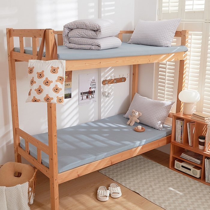 91家纺网 家纺一手货源 找家纺 DoDo 兜兜 2025新款全棉纯棉水洗棉学生三件套【可定做尺寸】    米雅-桔蓝