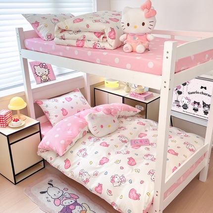 91家纺网 家纺一手货源 找家纺 （总）暮思家居 2025新款三丽鸥授权全棉少女印花系列学生宿舍三件套四件套